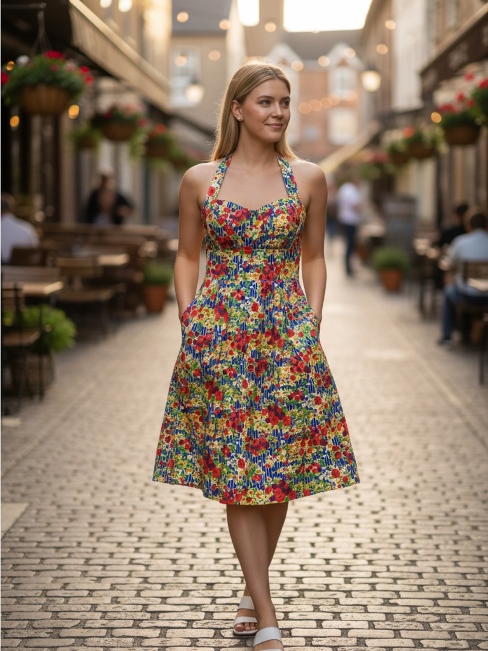 Girls From Savoy Floral Dress Halter Retro Summer Feminine Size 2 Anthropologie?